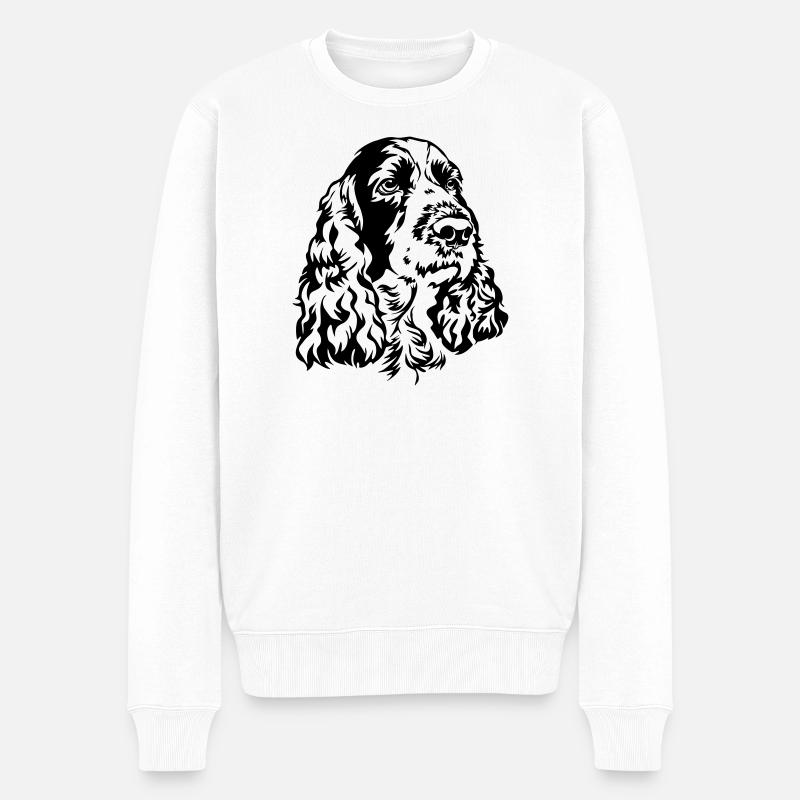 Englischer Springer Spaniel Kopf - Männer Premium Bio Pullover - Weiß