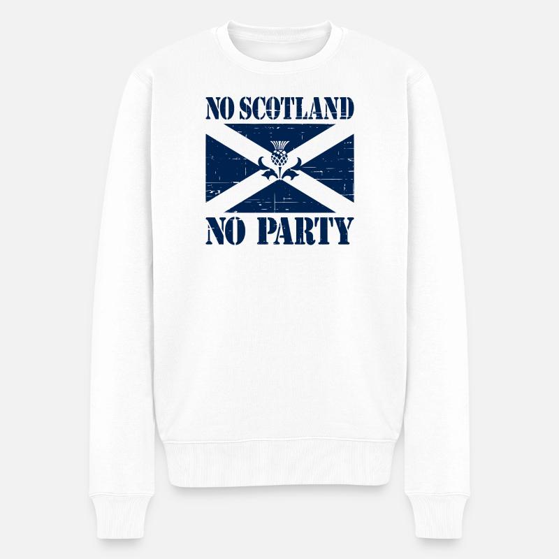 Slogan du drapeau sans l’Écosse pas de parti - Pull Premium bio Homme - blanc