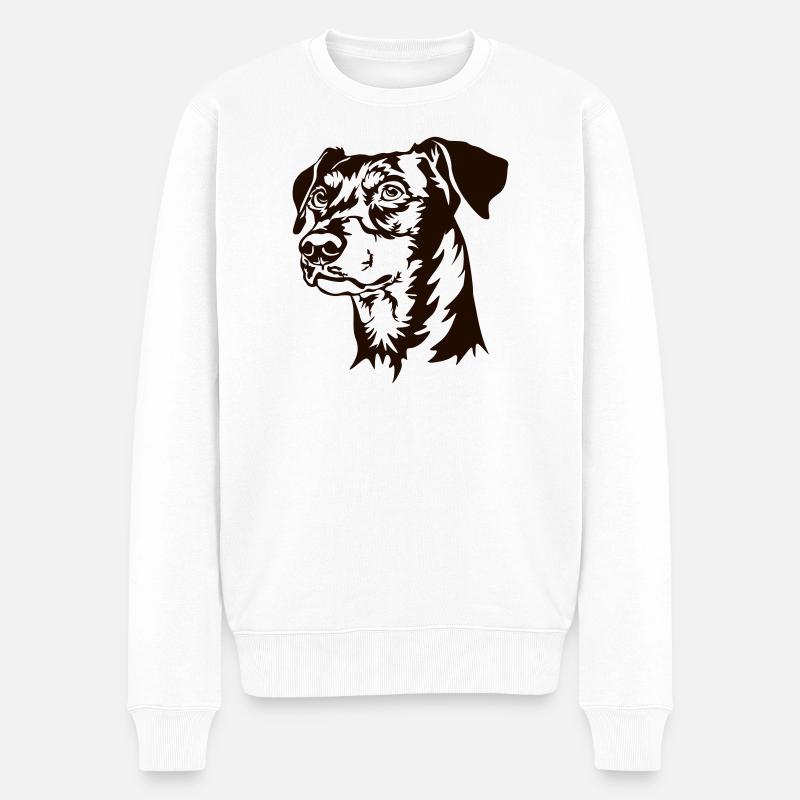 Deutscher Pinscher Kopf - Männer Premium Bio Pullover - Weiß