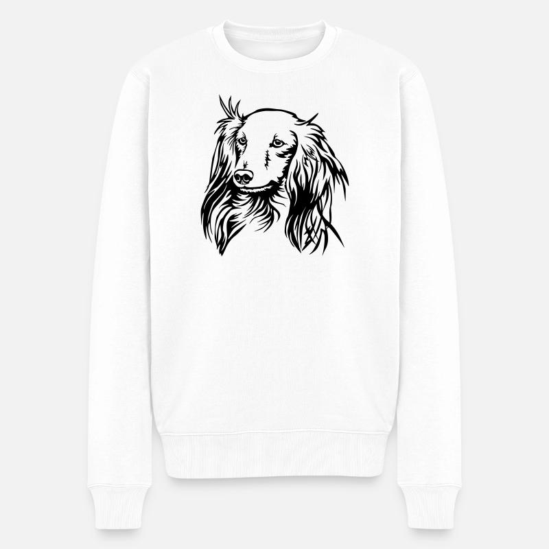 Dackel Kopf - Männer Premium Bio Pullover - Weiß