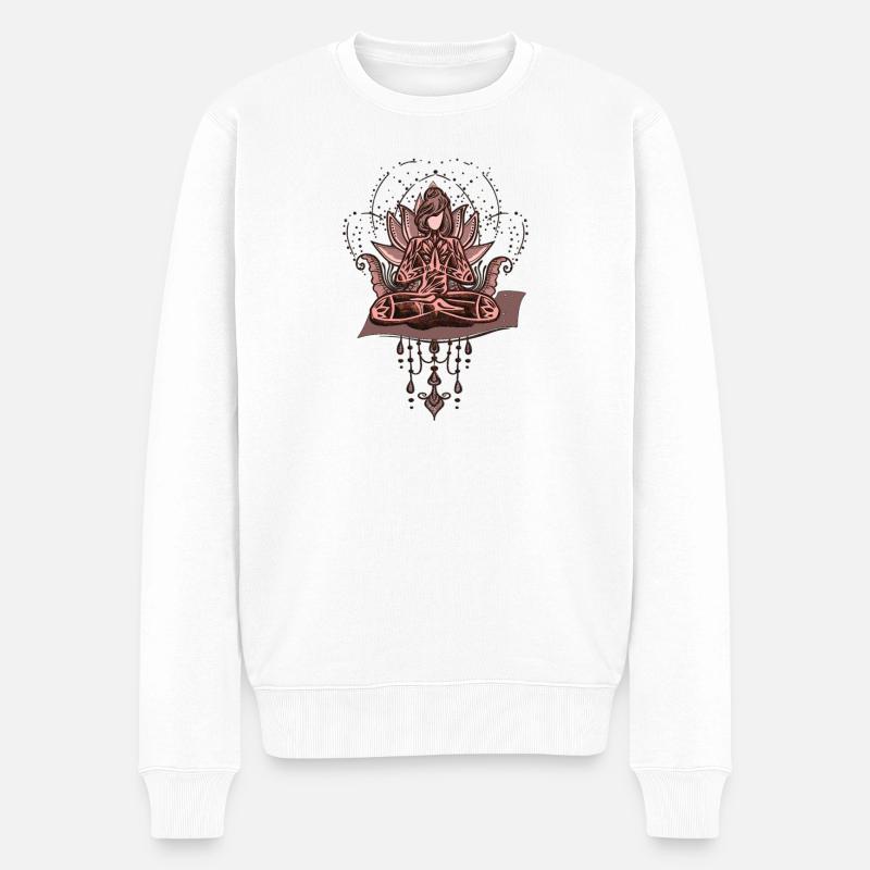 Wunderbarer Lotus mit Frauen - Männer Premium Bio Pullover - Weiß