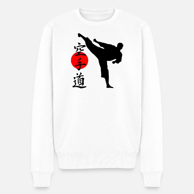 Karaté Yokogeri avec lettrage - Pull Premium bio Homme - blanc