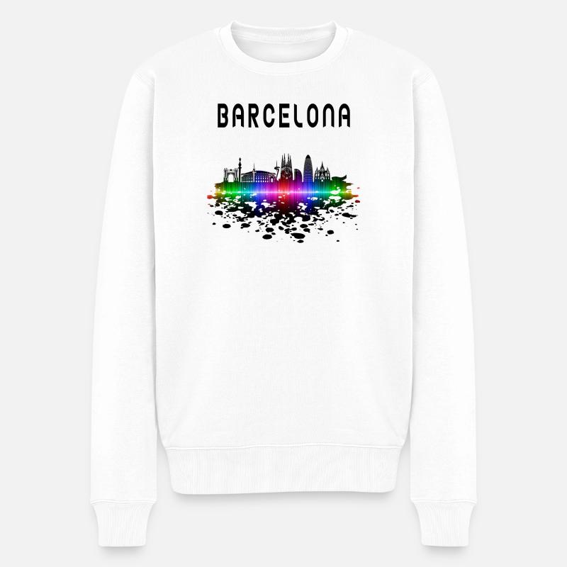 Cadeau/design Splash Skyline de Barcelone - Pull Premium bio Homme - blanc