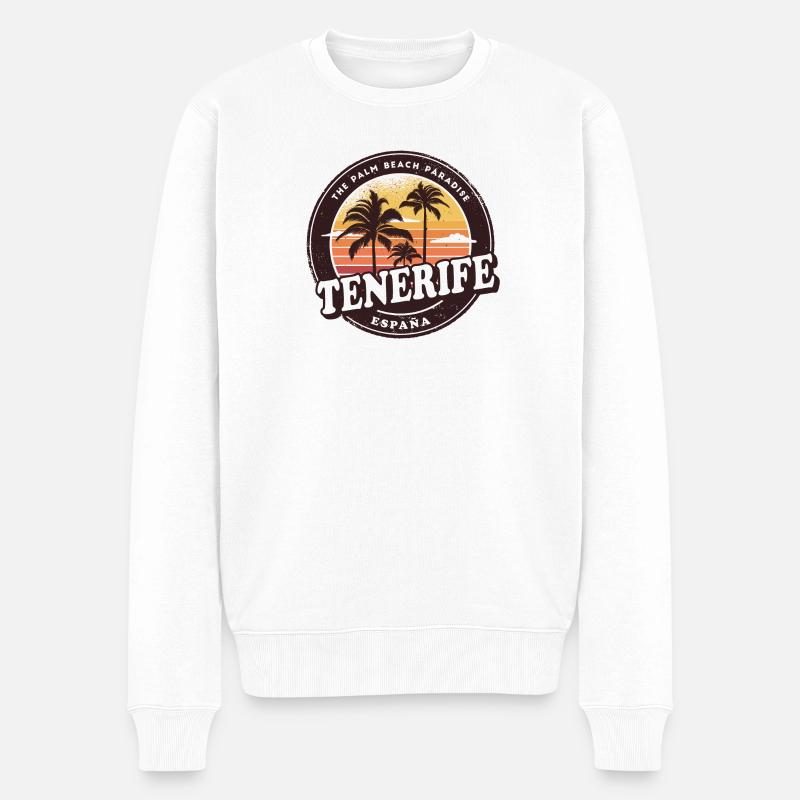 Teneriffa Spanien Vintage Beach Design - Männer Premium Bio Pullover - Weiß