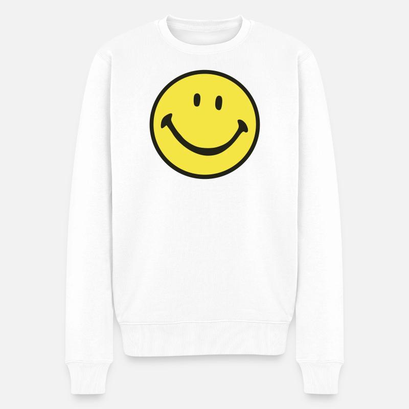 Lächeln - Männer Premium Bio Pullover - Weiß