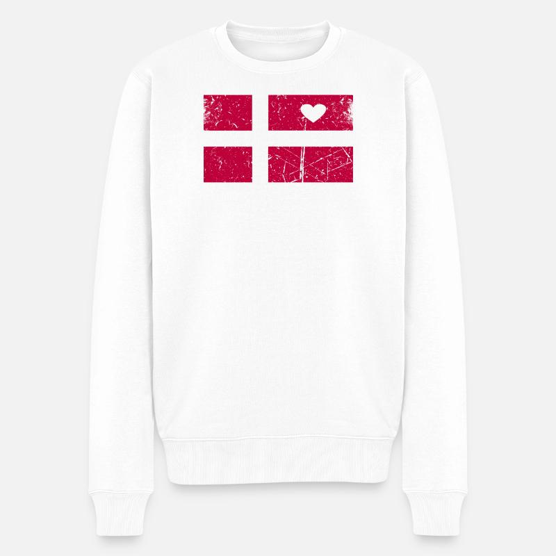 Herzflagge Dänemark Widmung - Männer Premium Bio Pullover - Weiß