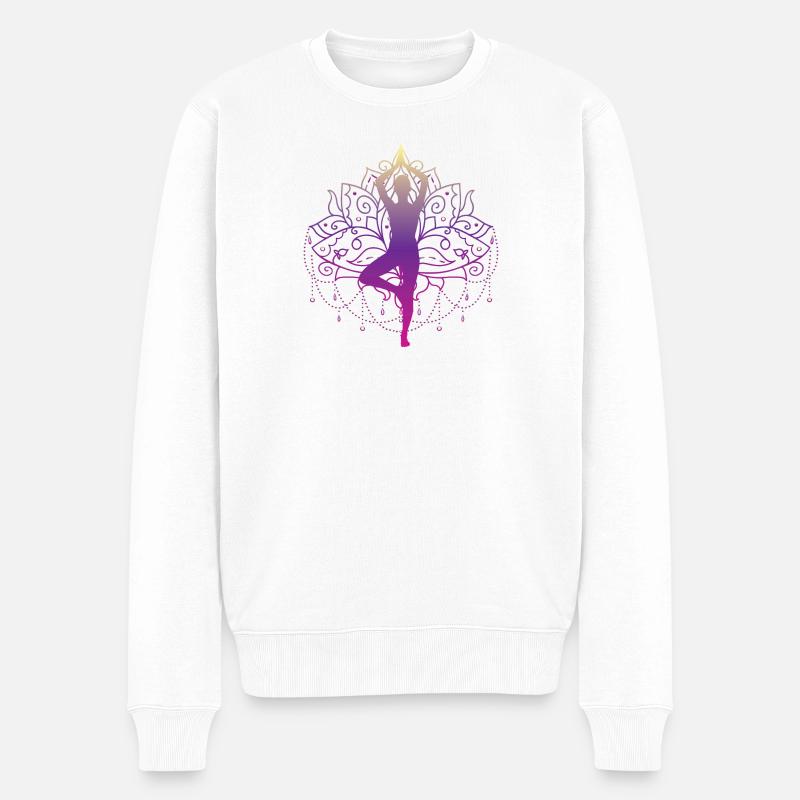 Yoga Baum Zen Mandala Meditation Namaste Geschenk - Männer Premium Bio Pullover - Weiß