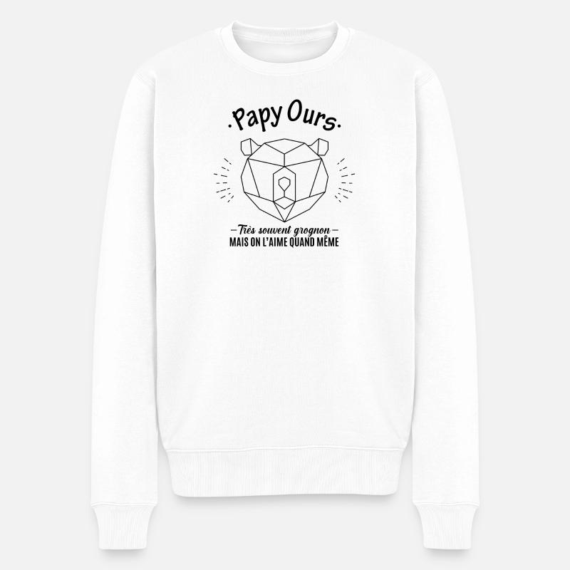 Papy ours - Pull Premium bio Homme - blanc