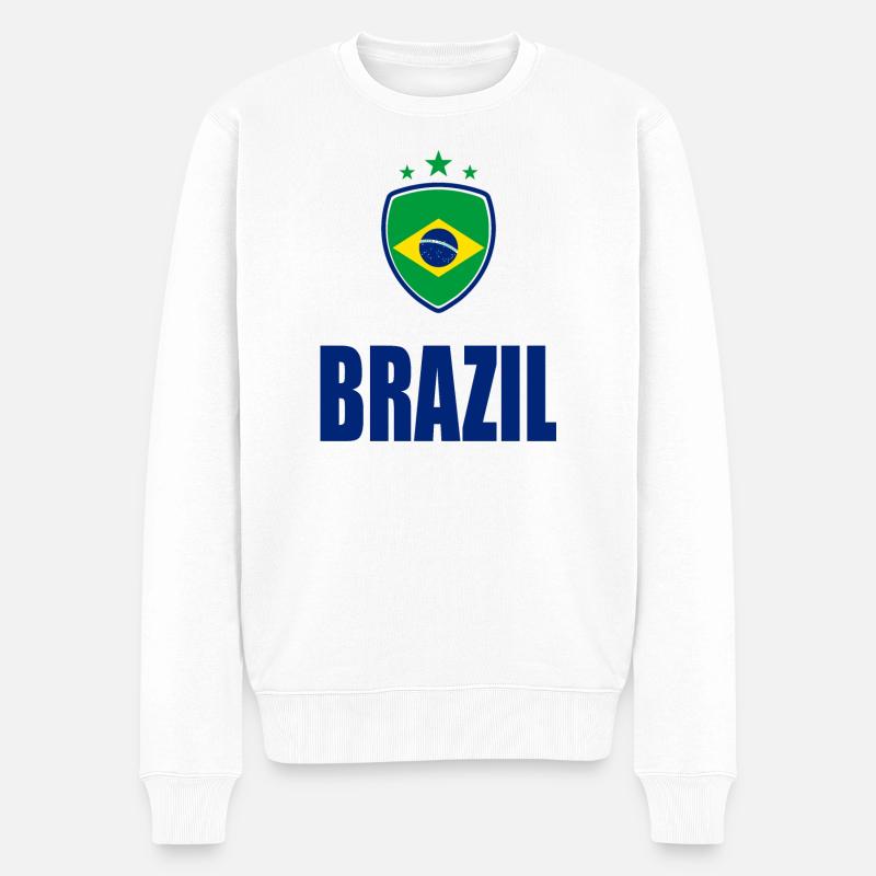 BRASILIEN FUßBALLSPORT - Männer Premium Bio Pullover - Weiß