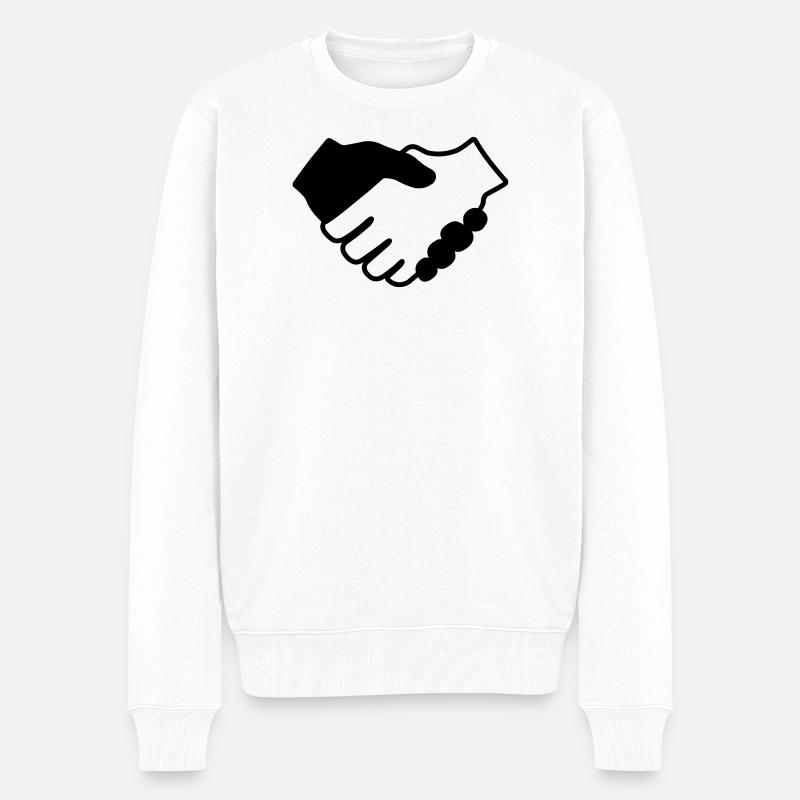 Zeiger schwarz und weiß - Männer Premium Bio Pullover - Weiß