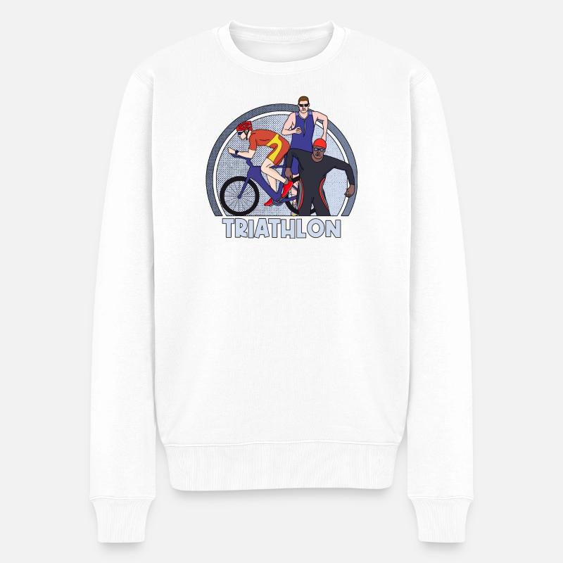 Triathlon - Männer Premium Bio Pullover - Weiß