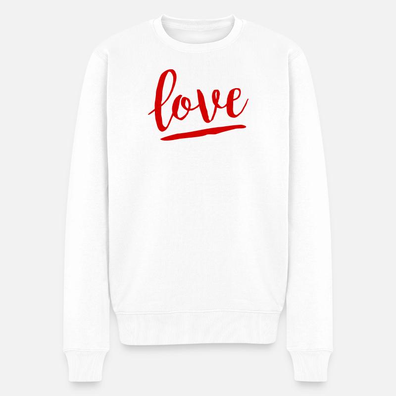 Rote Liebe - Männer Premium Bio Pullover - Weiß