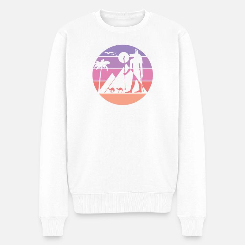 Mythische Silhouette - Anubis - Männer Premium Bio Pullover - Weiß