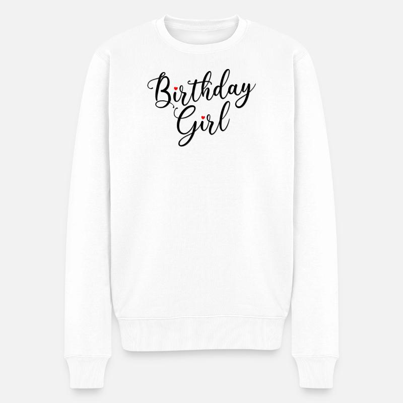 Fille d’anniversaire Script Coeurs - Pull Premium bio Homme - blanc