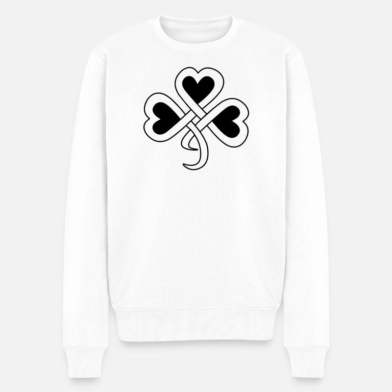 Keltischer Klee-Vektor-Farbton - Männer Premium Bio Pullover - Weiß