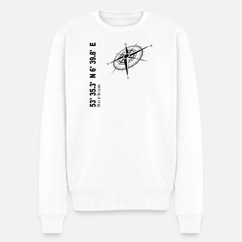 Borkum - Männer Premium Bio Pullover - Weiß