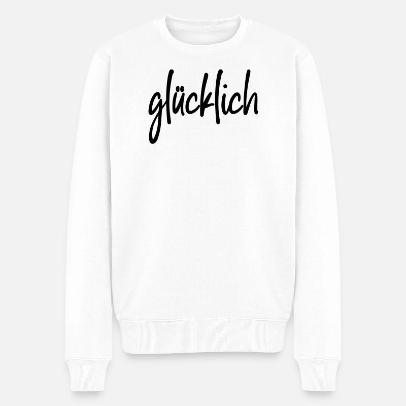 glücklich - Männer Premium Bio Pullover - Weiß