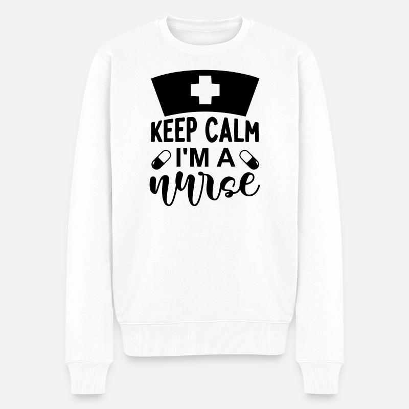 Keep calm im a nurse - Männer Premium Bio Pullover - Weiß