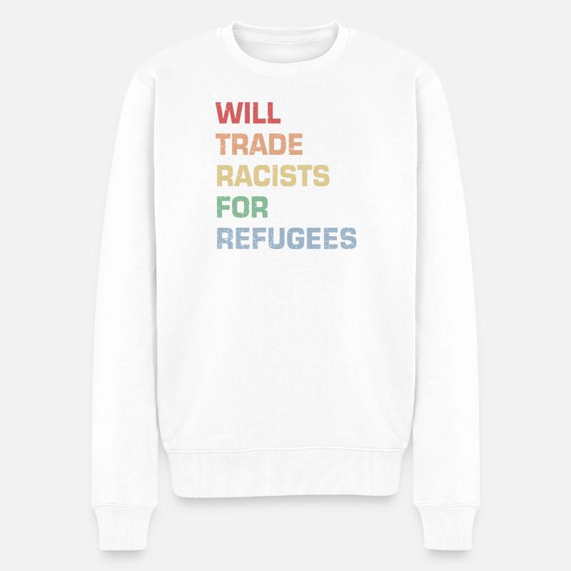 Échanger des racistes contre des réfugiés - Pull Premium bio Homme - blanc