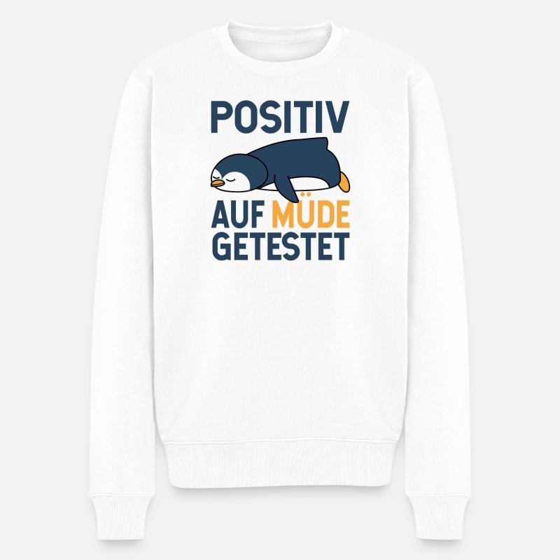Pinguin Arbeit Beruf faul lustiges Geschenk - Männer Premium Bio Pullover - Weiß