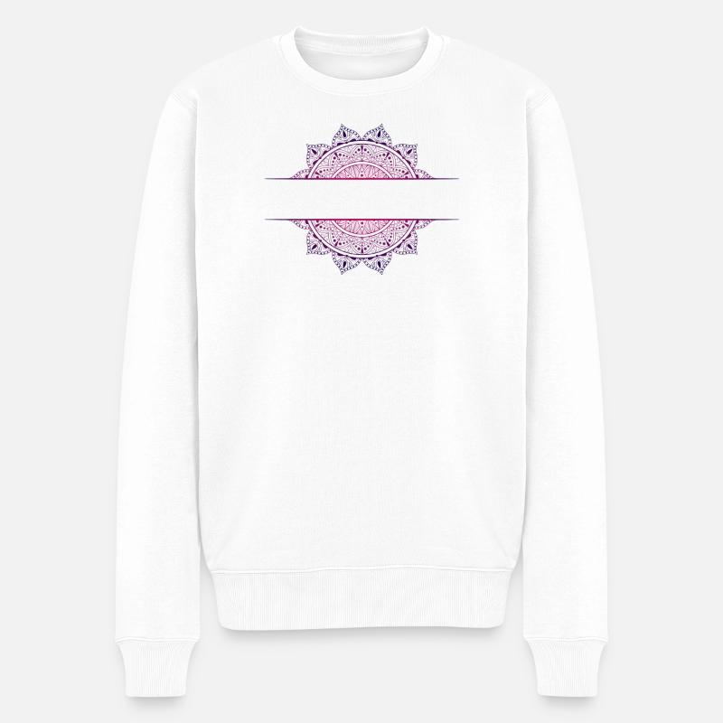 Mandala pink magenta - Pull Premium bio Homme - blanc