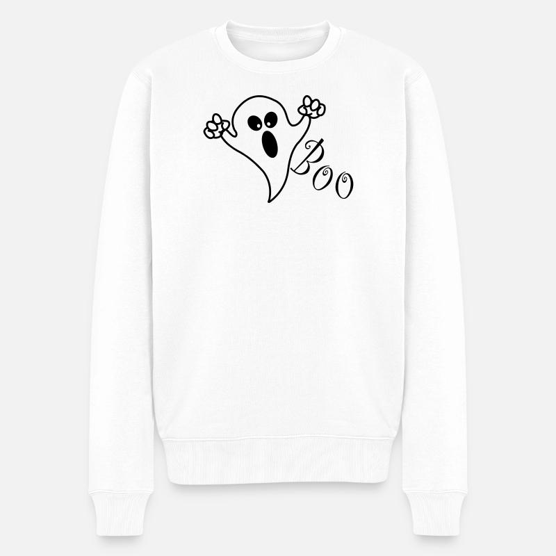 Halloween Geist - Männer Premium Bio Pullover - Weiß