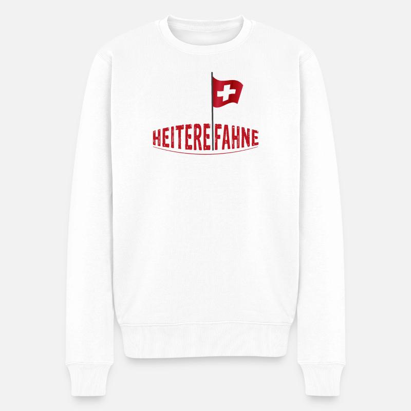 Heiterefahne mit Schweizerfahne, Berndeutsch - Männer Premium Bio Pullover - Weiß
