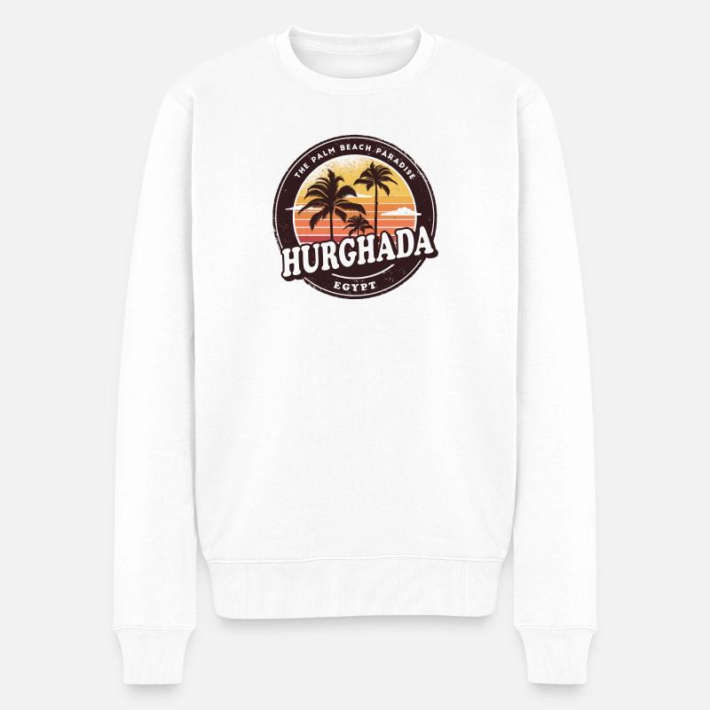 Hurghada Ägypten Vintage Beach Design - Männer Premium Bio Pullover - Weiß