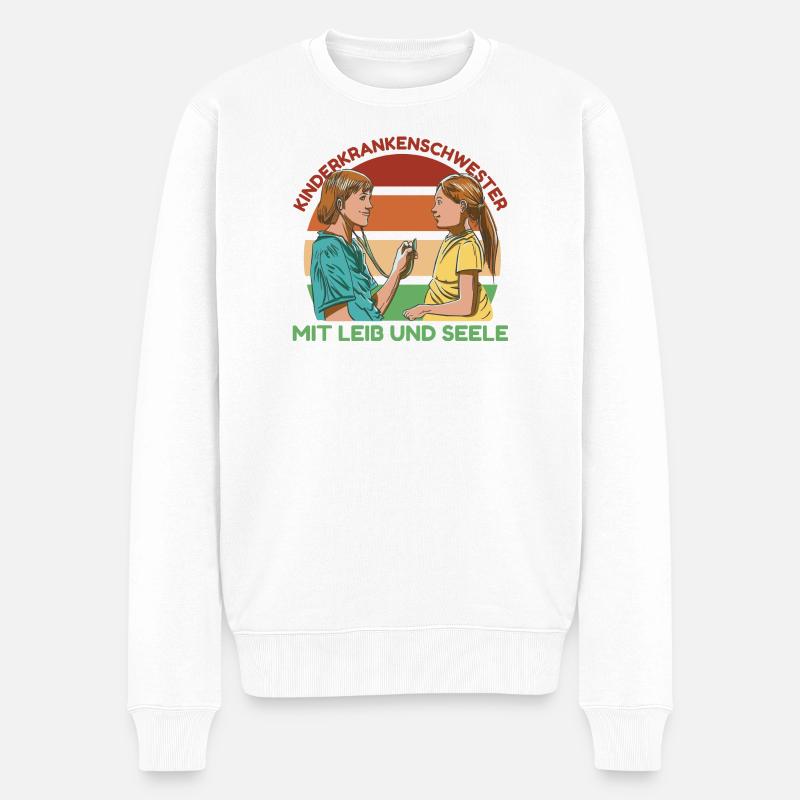 Kinderkrankenschwester mit Leib und Seele - Männer Premium Bio Pullover - Weiß