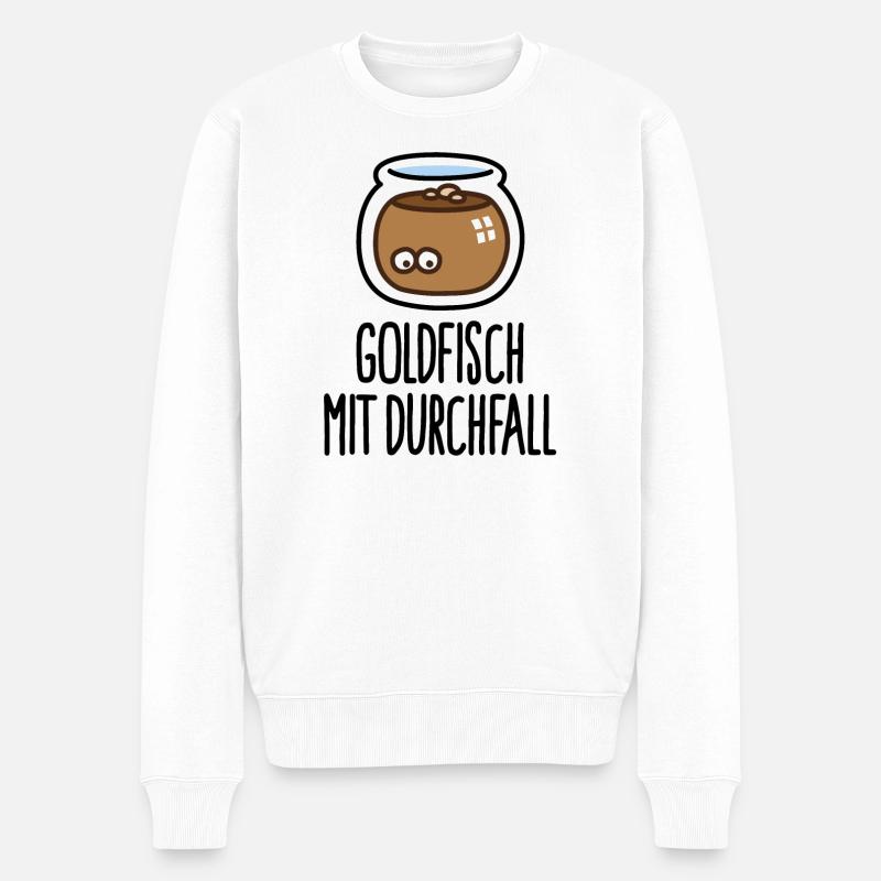 Lustige Goldfisch mit Durchfall Tierarzthelfer - Männer Premium Bio Pullover - Weiß