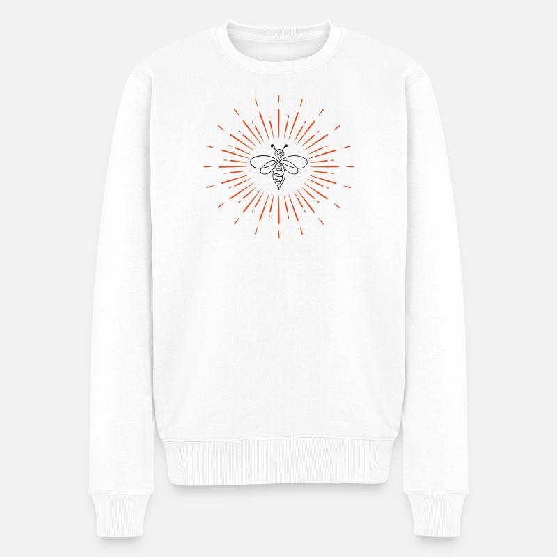 Biene Sonne One Line - Männer Premium Bio Pullover - Weiß