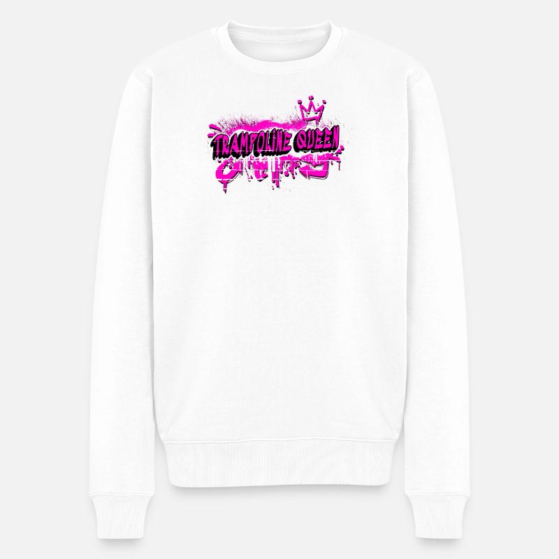 Trampoline Graffiti Queen Design - Männer Premium Bio Pullover - Weiß