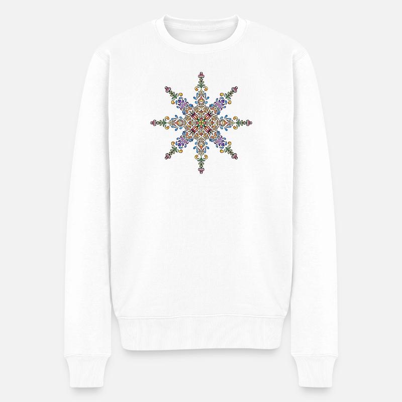 Mandala | Bunt | Leben | Geschenkidee - Männer Premium Bio Pullover - Weiß