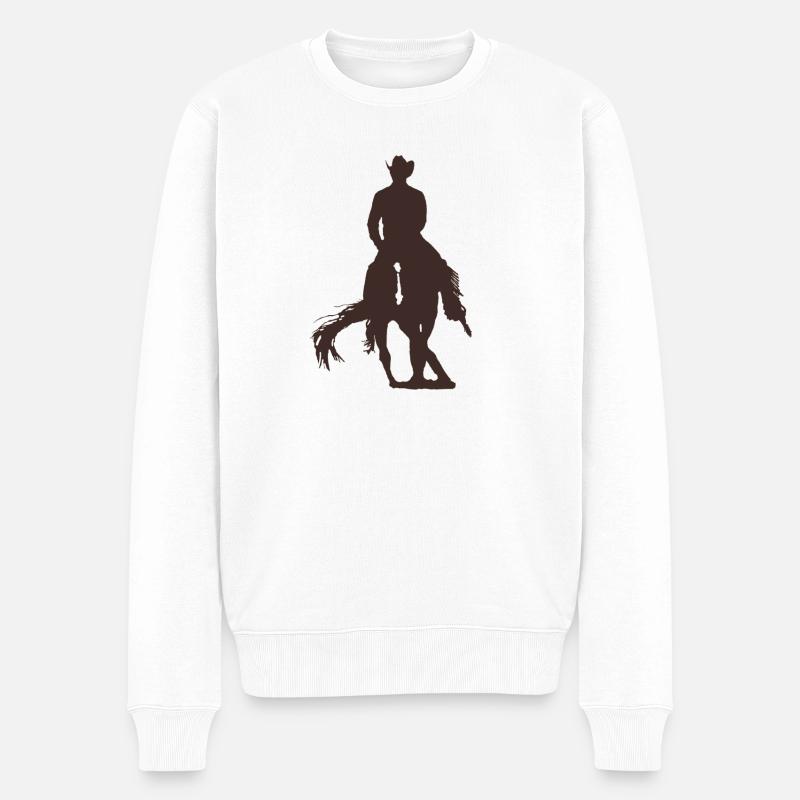 Spin - Cowboy - Männer Premium Bio Pullover - Weiß