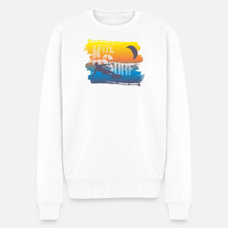 KITE SURFEN - Männer Premium Bio Pullover - Weiß