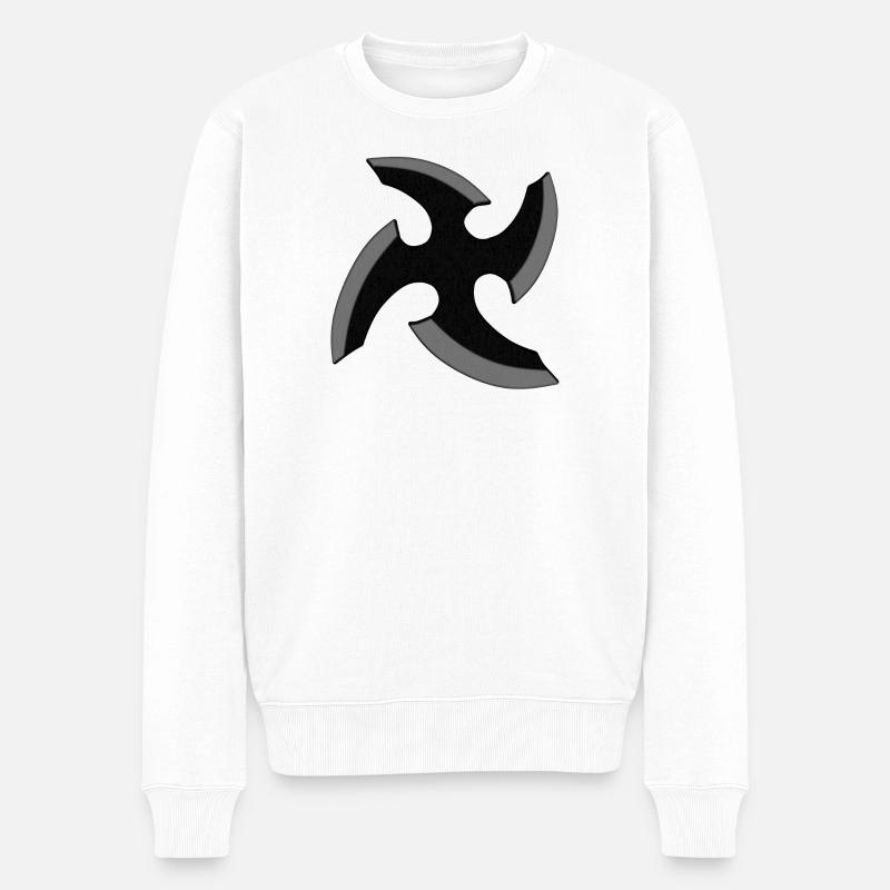 Ninja Stern - Männer Premium Bio Pullover - Weiß