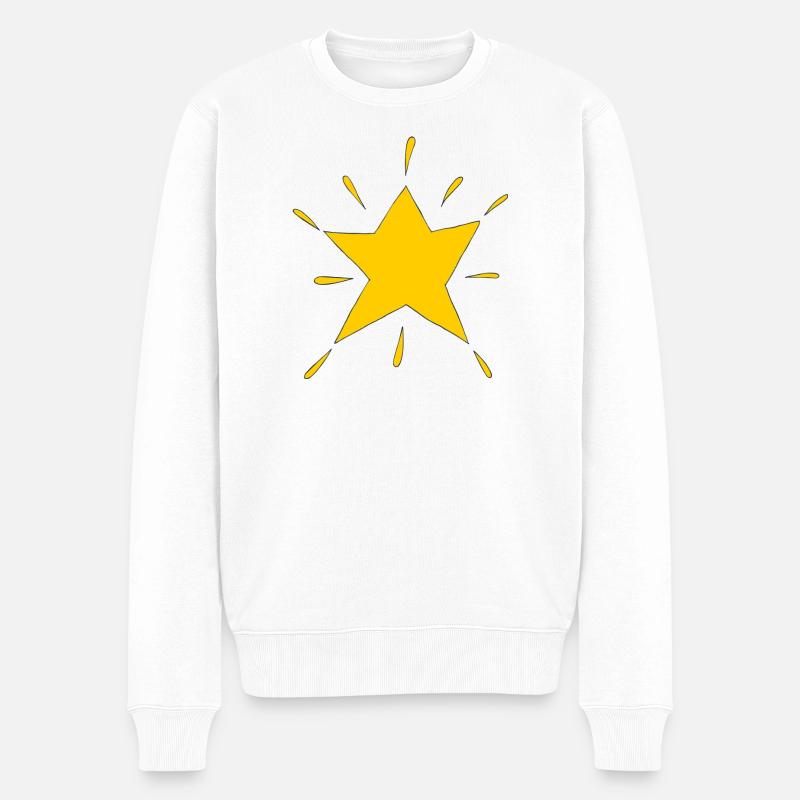 stern gelb strahlend - Männer Premium Bio Pullover - Weiß