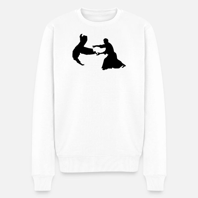 Aikido-Wurf - Männer Premium Bio Pullover - Weiß