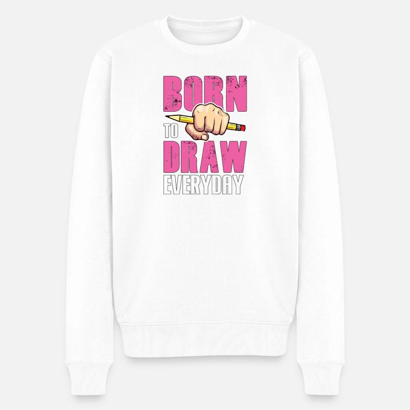 Born to Draw - Männer Premium Bio Pullover - Weiß