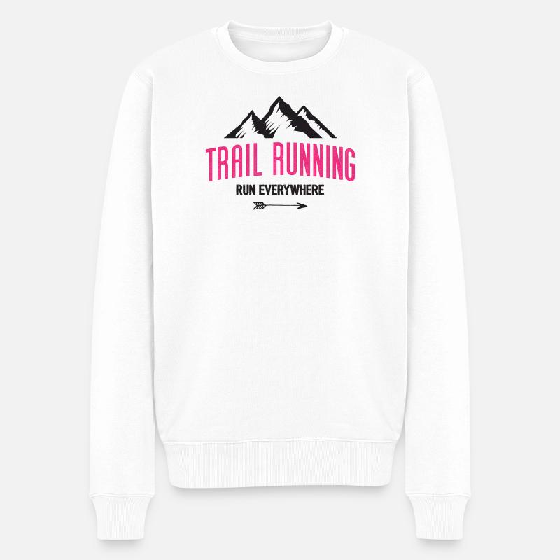 Trail Running – Courez partout - Pull Premium bio Homme - blanc