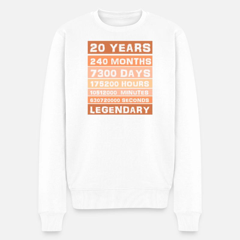 20 Years Legendary - Jubiläum, Jahrestag, Firma - Männer Premium Bio Pullover - Weiß