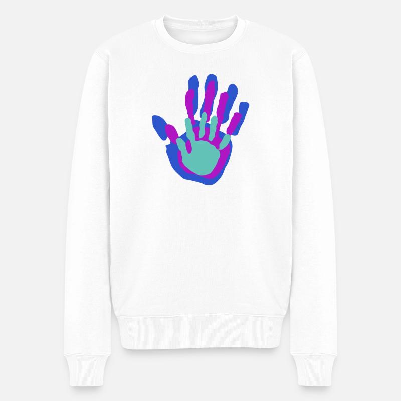 Mama, Papa und Ich Handflächen - Männer Premium Bio Pullover - Weiß