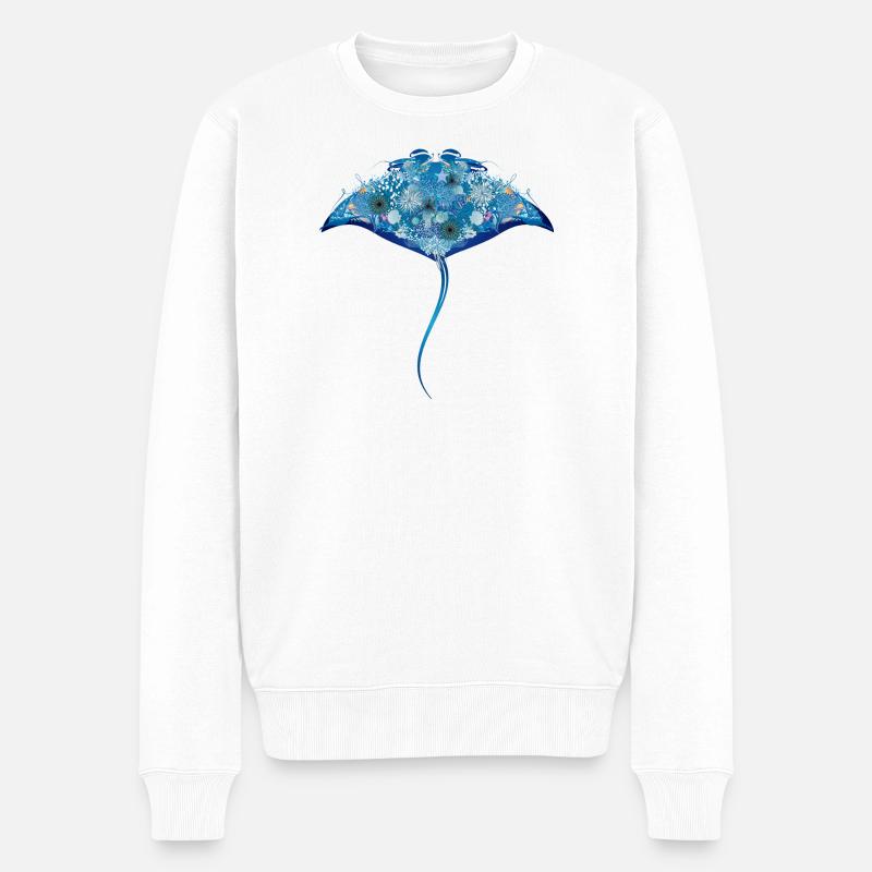 faszinierender Mantarochen aus Korallen & Muscheln - Männer Premium Bio Pullover - Weiß
