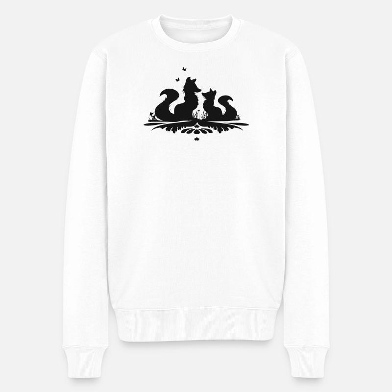 Silhouette de deux renards mignons - Pull Premium bio Homme - blanc