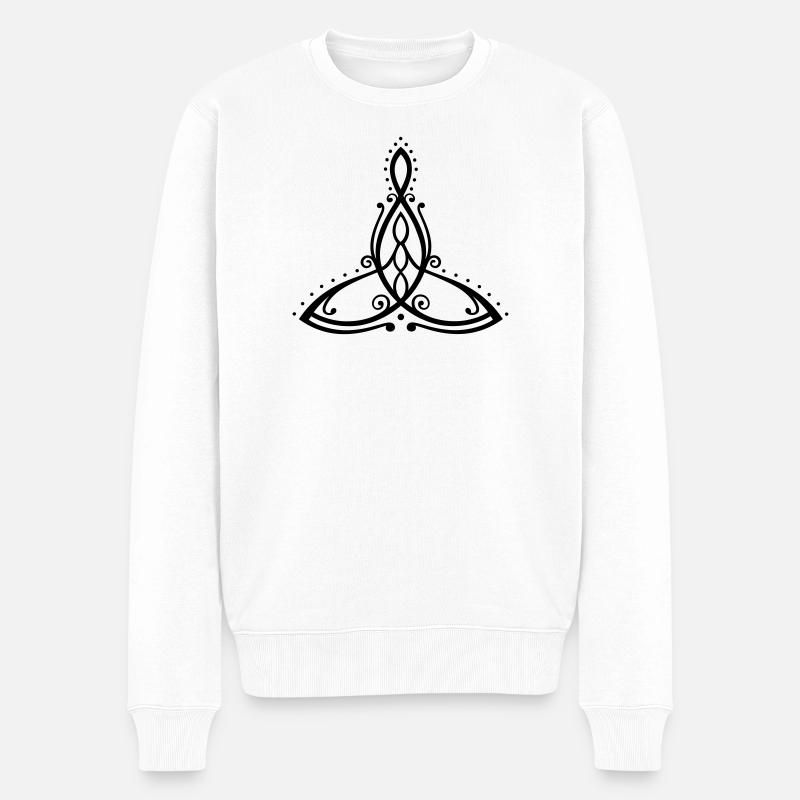 Celtic Motherhood Symbol Mutter mit drei Kindern - Männer Premium Bio Pullover - Weiß