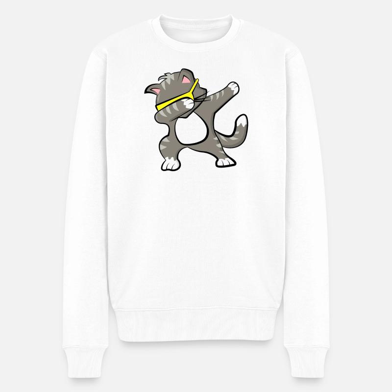 Dabbing Katze - Männer Premium Bio Pullover - Weiß