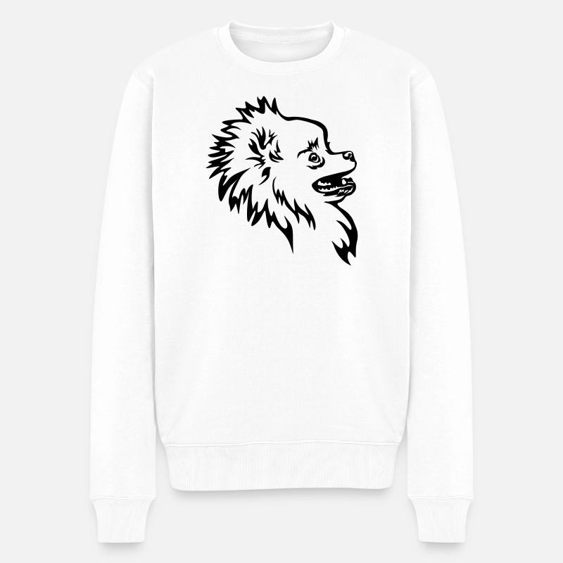 Zwergspitz Kopf - Männer Premium Bio Pullover - Weiß