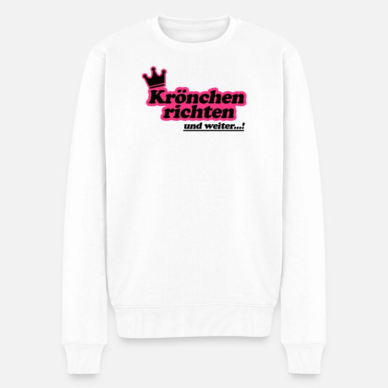 Krönchen richten 2Farben - Männer Premium Bio Pullover - Weiß