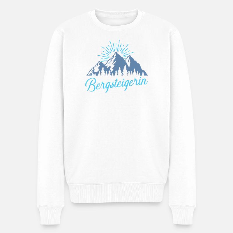 Alpen-Gipfel mit Sonnenstrahlen - Männer Premium Bio Pullover - Weiß