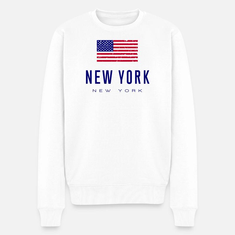 New York /// New York - Männer Premium Bio Pullover - Weiß